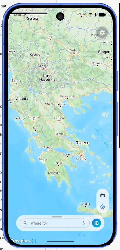 Map of priced toll plazas along a route in the Diodia app