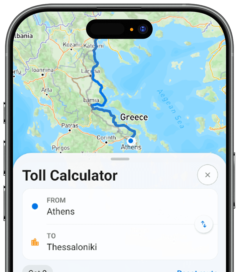 Route and vehicle entry screen in the Diodia app